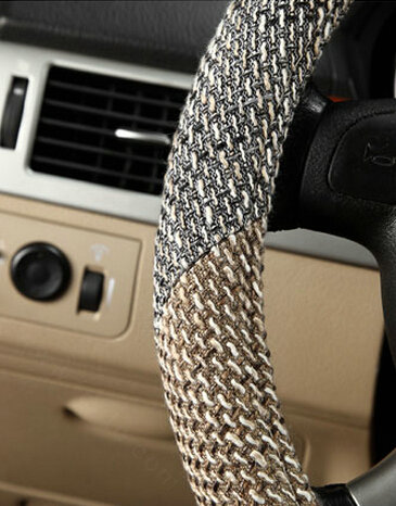 Cheapest Car Steering Wheel Wrap Ice Silk 15 Inch 38CM - Beige