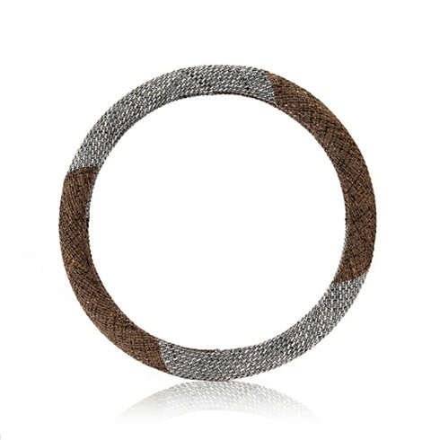 Cheapest Car Steering Wheel Wrap Ice Silk 15 Inch 38CM - Brown