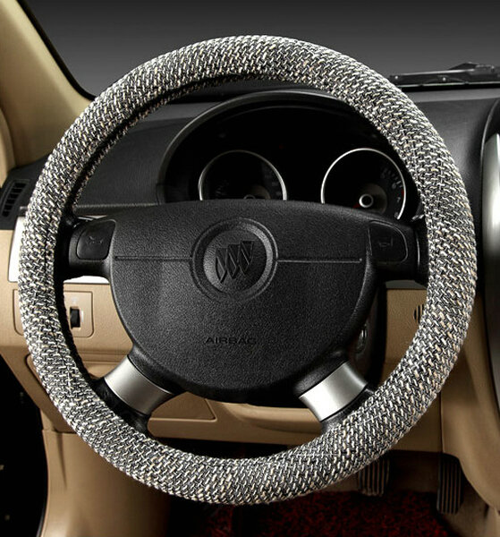 Cheapest Car Steering Wheel Wrap Ice Silk 15 Inch 38CM - Grey