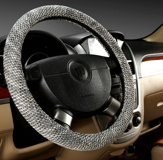 Cheapest Car Steering Wheel Wrap Ice Silk 15 Inch 38CM - Grey