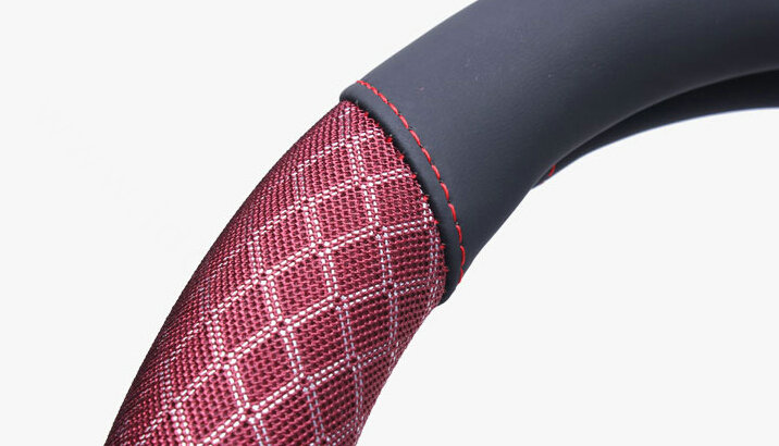 Classic Car Steering Wheel Covers Ice Silk PU Leather 15 Inch 38CM - Grey