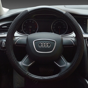 Classic Car Steering Wheel Wrap Ice Silk PU Leather 15 Inch 38CM - Black