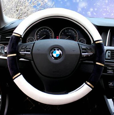 Classic Car Steering Wheel Wrap Velvet 15 Inch 38CM - Black White
