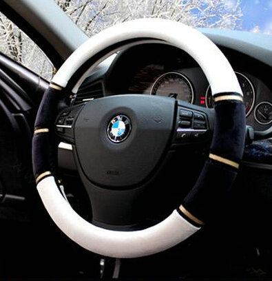 Classic Car Steering Wheel Wrap Velvet 15 Inch 38CM - Black White