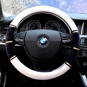 Classic Car Steering Wheel Wrap Velvet 15 Inch 38CM - Black White