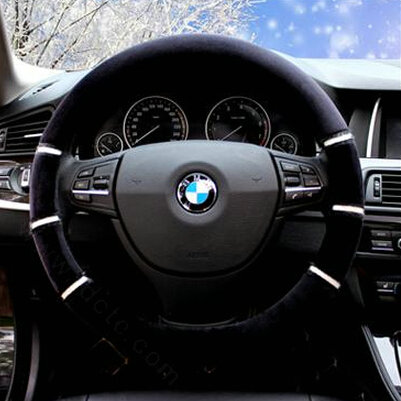 Classic Car Steering Wheel Wrap Velvet 15 Inch 38CM - Black