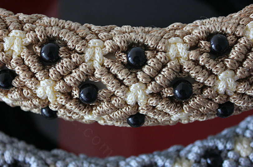 Colorful Beaded Car Steering Wheel Wrap Ice Silk 15 Inch 38CM - Gold