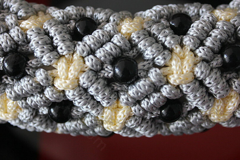 Colorful Beaded Car Steering Wheel Wrap Ice Silk 15 Inch 38CM - Grey