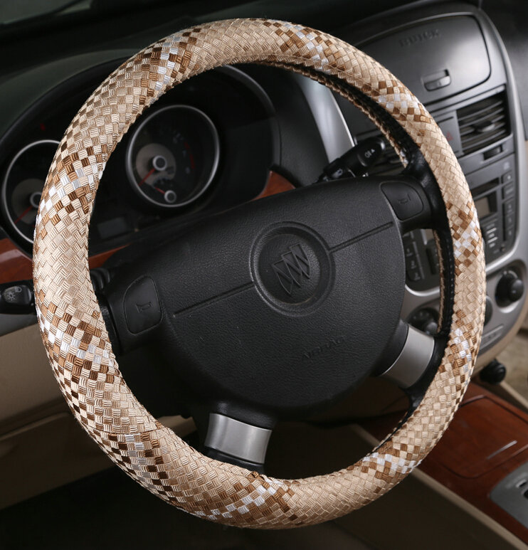Colorful Car Steering Wheel Covers Ice Silk 15 Inch 38CM - Beige