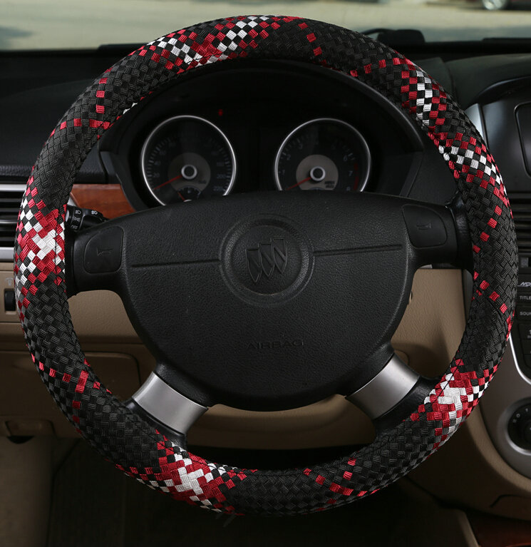 Colorful Car Steering Wheel Covers Ice Silk 15 Inch 38CM - Black