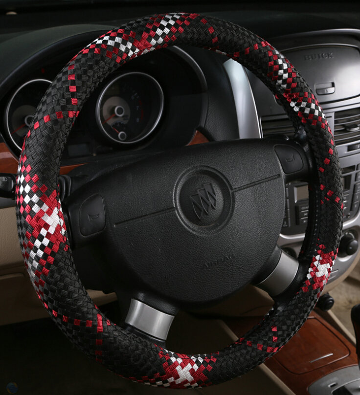 Colorful Car Steering Wheel Covers Ice Silk 15 Inch 38CM - Black