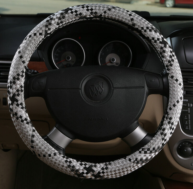 Colorful Car Steering Wheel Covers Ice Silk 15 Inch 38CM - Grey
