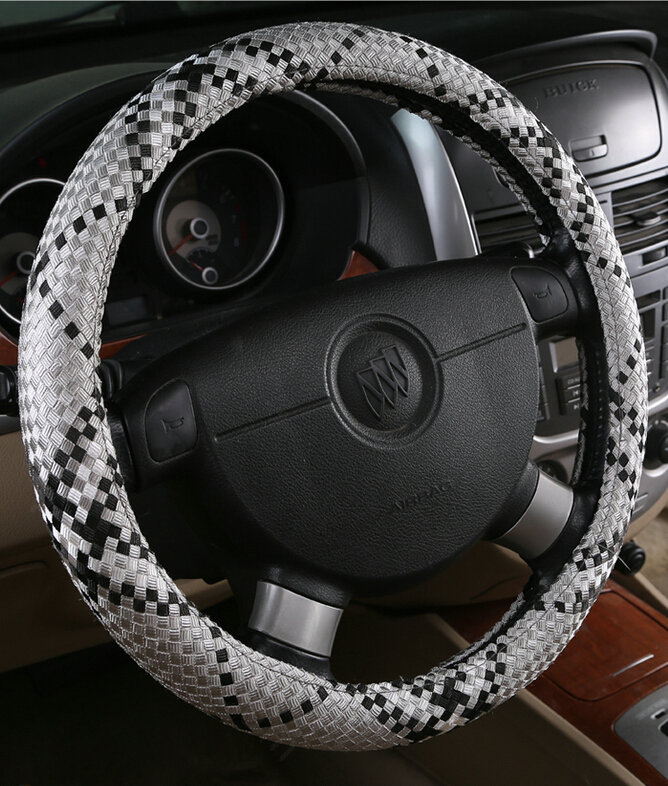 Colorful Car Steering Wheel Covers Ice Silk 15 Inch 38CM - Grey