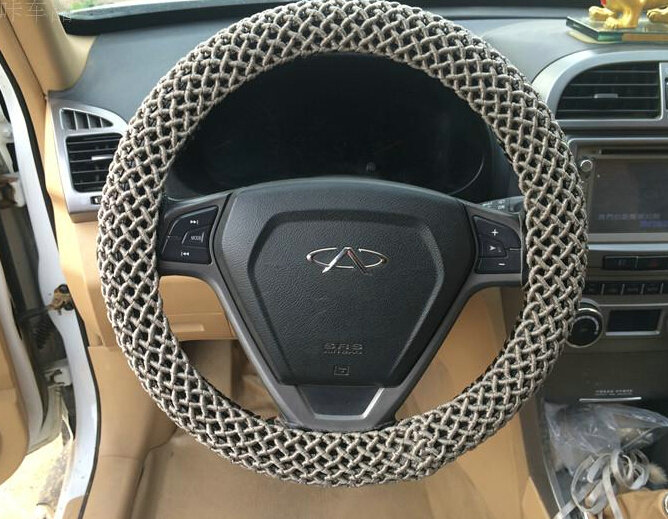 Colorful Car Steering Wheel Wrap Ice Silk 15 Inch 38CM - Dark Grey