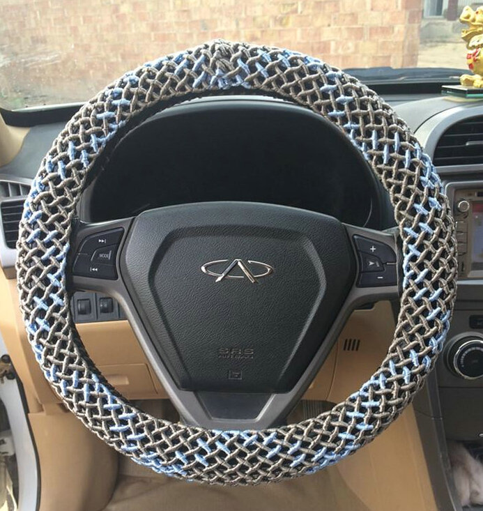 Colorful Car Steering Wheel Wrap Ice Silk 15 Inch 38CM - Grey