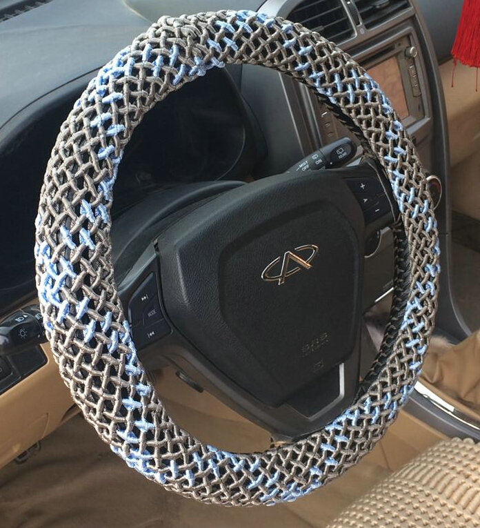 Colorful Car Steering Wheel Wrap Ice Silk 15 Inch 38CM - Grey