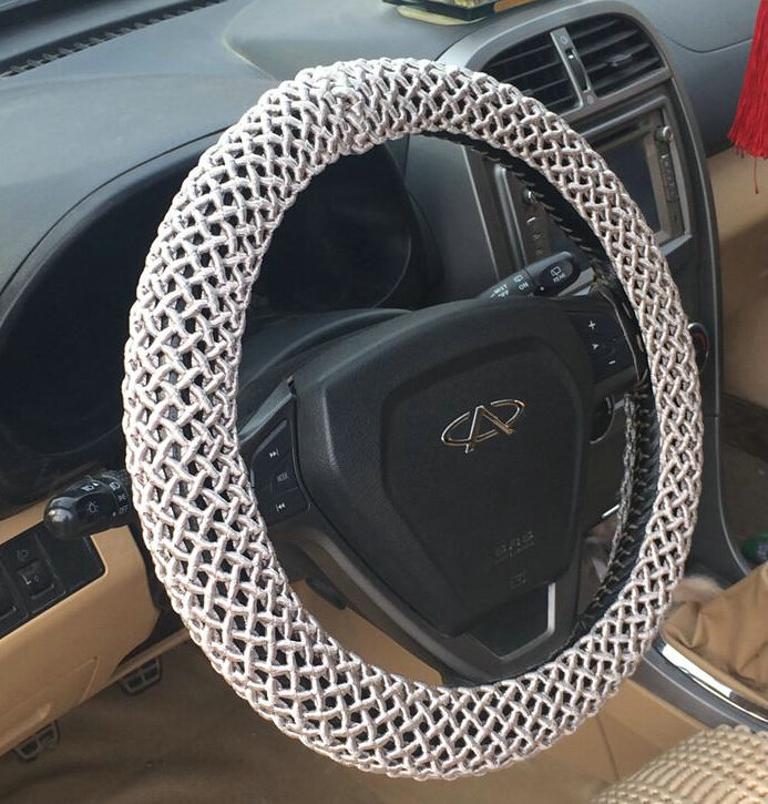 Colorful Car Steering Wheel Wrap Ice Silk 15 Inch 38CM - Silver