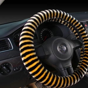 Colorful Car Steering Wheel Wrap Velvet 15 Inch 38CM - Black Yellow