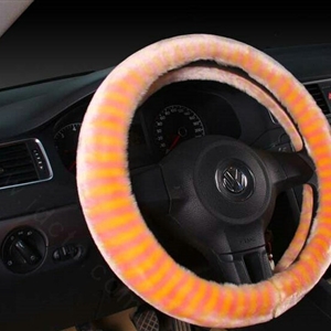 Colorful Car Steering Wheel Wrap Velvet 15 Inch 38CM - Orange Yellow
