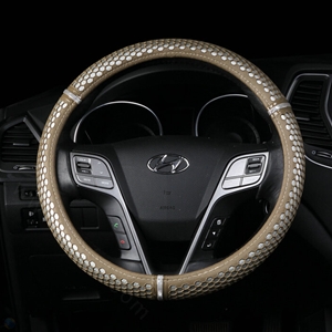 Colorful Green Rubber Car Steering Wheel Cover 15 Inch 38CM - Beige