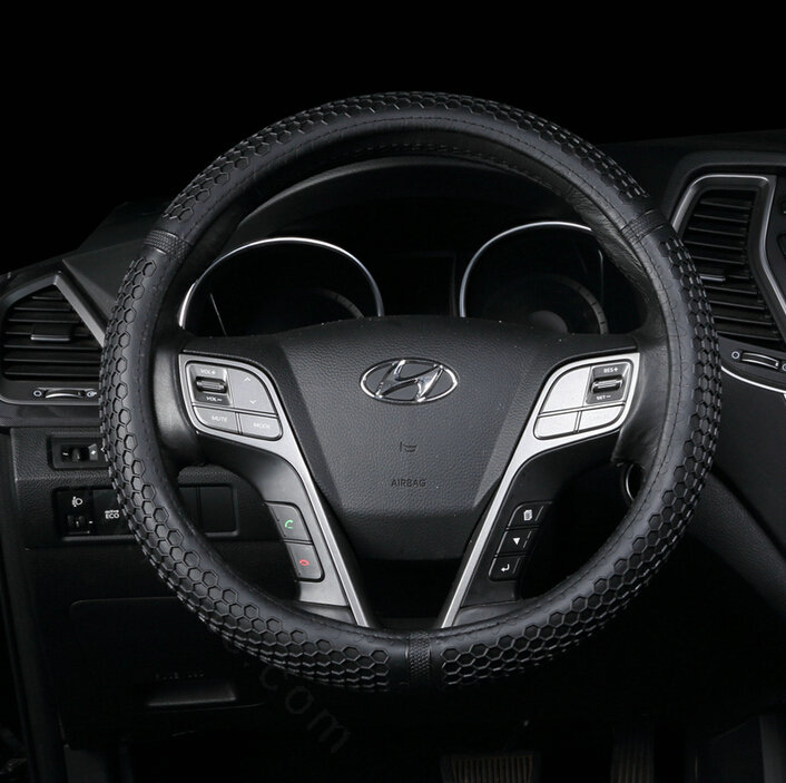 Colorful Green Rubber Car Steering Wheel Cover 15 Inch 38CM - Black