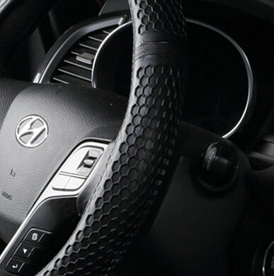 Colorful Green Rubber Car Steering Wheel Cover 15 Inch 38CM - Black