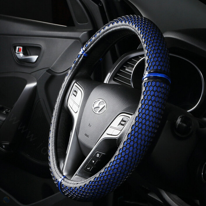 Colorful Green Rubber Car Steering Wheel Cover 15 Inch 38CM - Blue