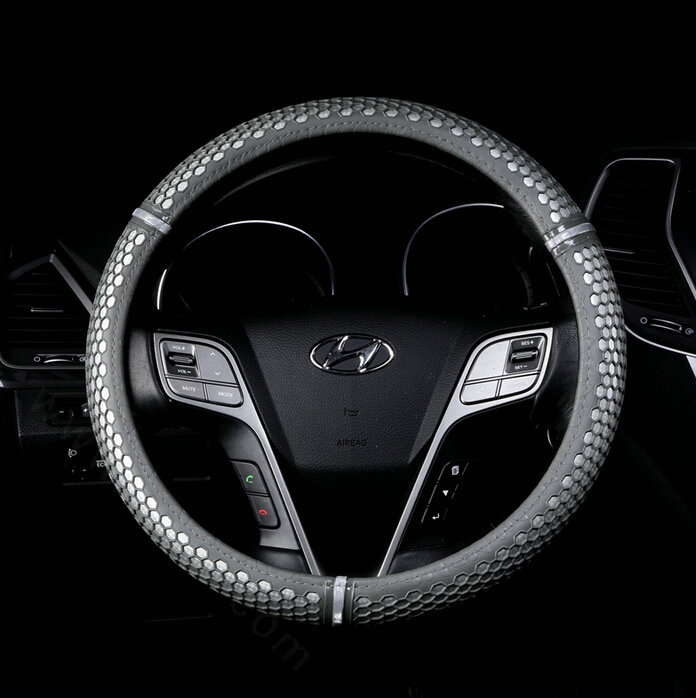 Colorful Green Rubber Car Steering Wheel Cover 15 Inch 38CM - Grey