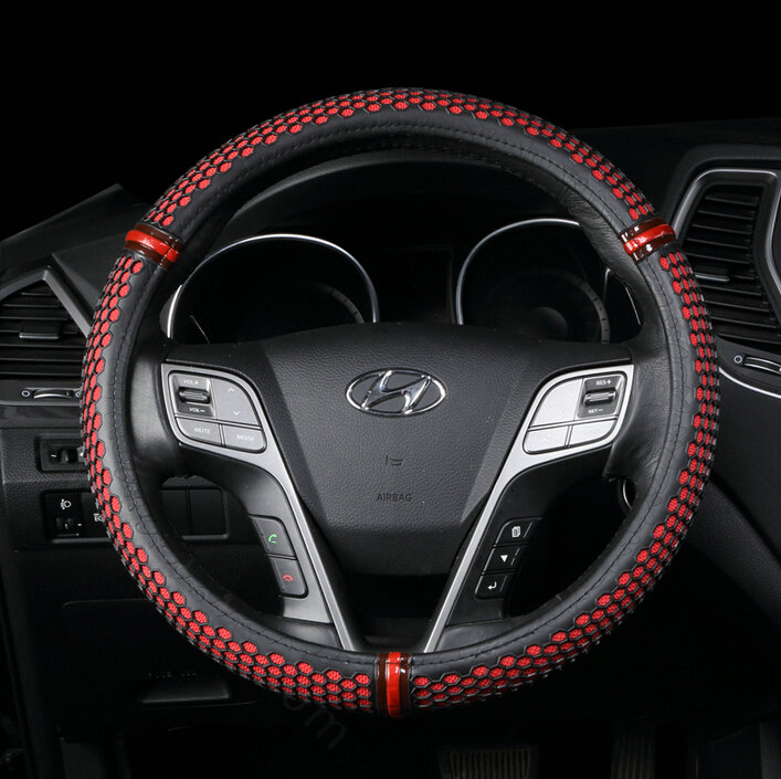 Colorful Green Rubber Car Steering Wheel Cover 15 Inch 38CM - Red
