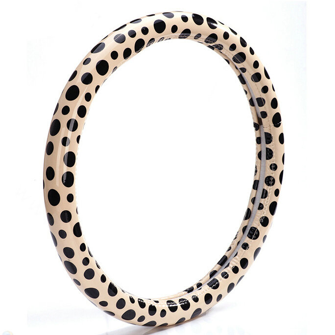 Colorful Polka Dot Green Rubber Car Steering Wheel Cover 15 Inch 38CM - Beige
