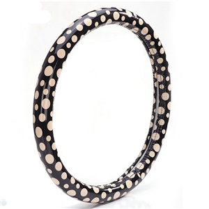 Colorful Polka Dot Green Rubber Car Steering Wheel Cover 15 Inch 38CM - Black Beige