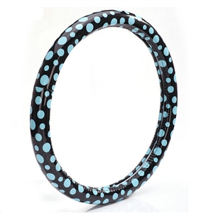 Colorful Polka Dot Green Rubber Car Steering Wheel Cover 15 Inch 38CM - Black Blue
