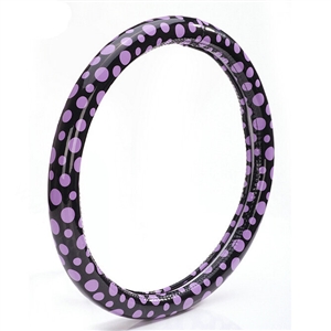 Colorful Polka Dot Green Rubber Car Steering Wheel Cover 15 Inch 38CM - Black Purple