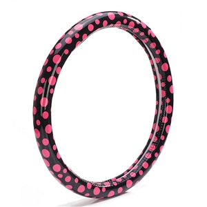 Colorful Polka Dot Green Rubber Car Steering Wheel Cover 15 Inch 38CM - Black Rose
