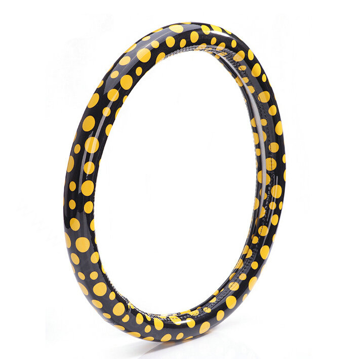 Colorful Polka Dot Green Rubber Car Steering Wheel Cover 15 Inch 38CM - Black Yellow