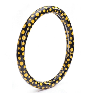 Colorful Polka Dot Green Rubber Car Steering Wheel Cover 15 Inch 38CM - Black Yellow