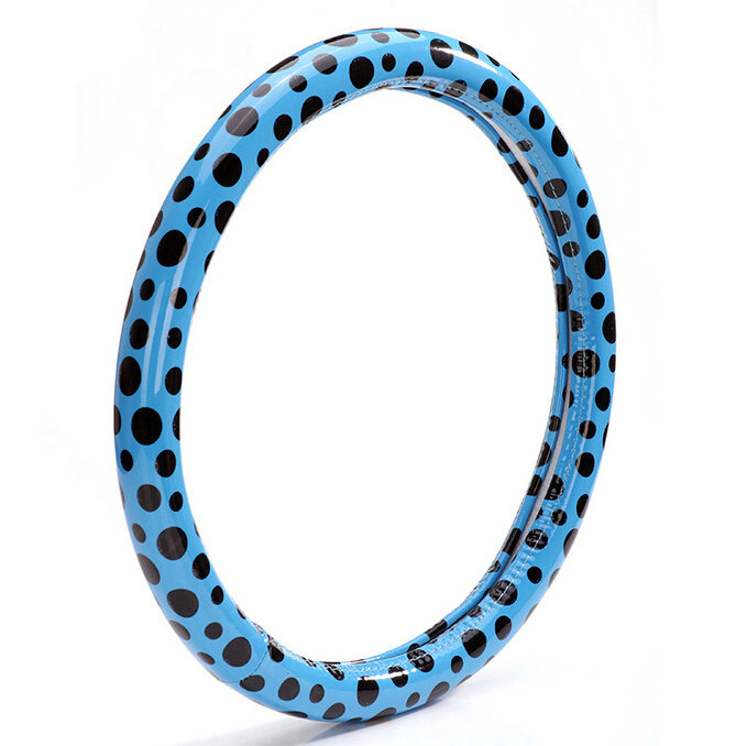 Colorful Polka Dot Green Rubber Car Steering Wheel Cover 15 Inch 38CM - Blue