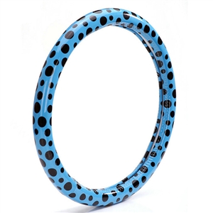 Colorful Polka Dot Green Rubber Car Steering Wheel Cover 15 Inch 38CM - Blue