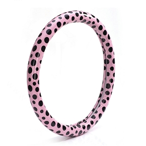 Colorful Polka Dot Green Rubber Car Steering Wheel Cover 15 Inch 38CM - Pink