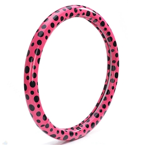 Colorful Polka Dot Green Rubber Car Steering Wheel Cover 15 Inch 38CM - Rose