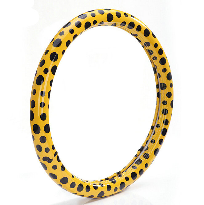 Colorful Polka Dot Green Rubber Car Steering Wheel Cover 15 Inch 38CM - Yellow