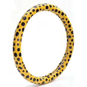 Colorful Polka Dot Green Rubber Car Steering Wheel Cover 15 Inch 38CM - Yellow