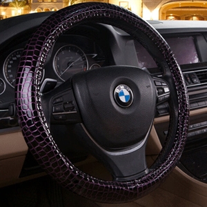 Cool Auto Steering Wheel Wrap Snake Print PU Leather 15 Inch 38CM - Purple