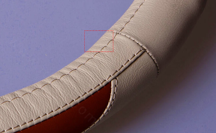 Cooling Auto Steering Wheel Wrap Cow Leather 15 Inch 38CM - Beige