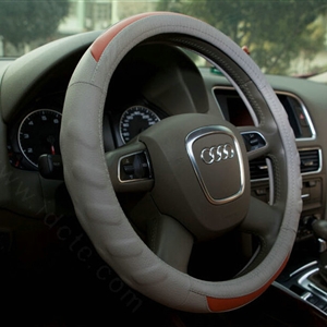 Cooling Auto Steering Wheel Wrap Cow Leather 15 Inch 38CM - Grey