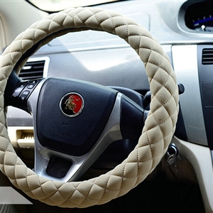 Cooling Car Steering Wheel Wrap Milk Silk Fiber Cloth 15 Inch 38CM - Beige