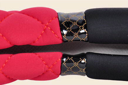 Cooling Car Steering Wheel Wrap Milk Silk Fiber Cloth 15 Inch 38CM - Black Red