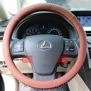 Discount Snake Print Auto Steering Wheel Covers PU Leather 15 Inch 38CM - Coffee