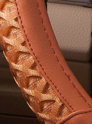 Elegant Car Steering Wheel Covers Ice Silk PU Leather 15 Inch 38CM - Orange