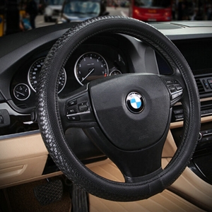 Elegant Car Steering Wheel Covers PU Leather 15 Inch 38CM - Black